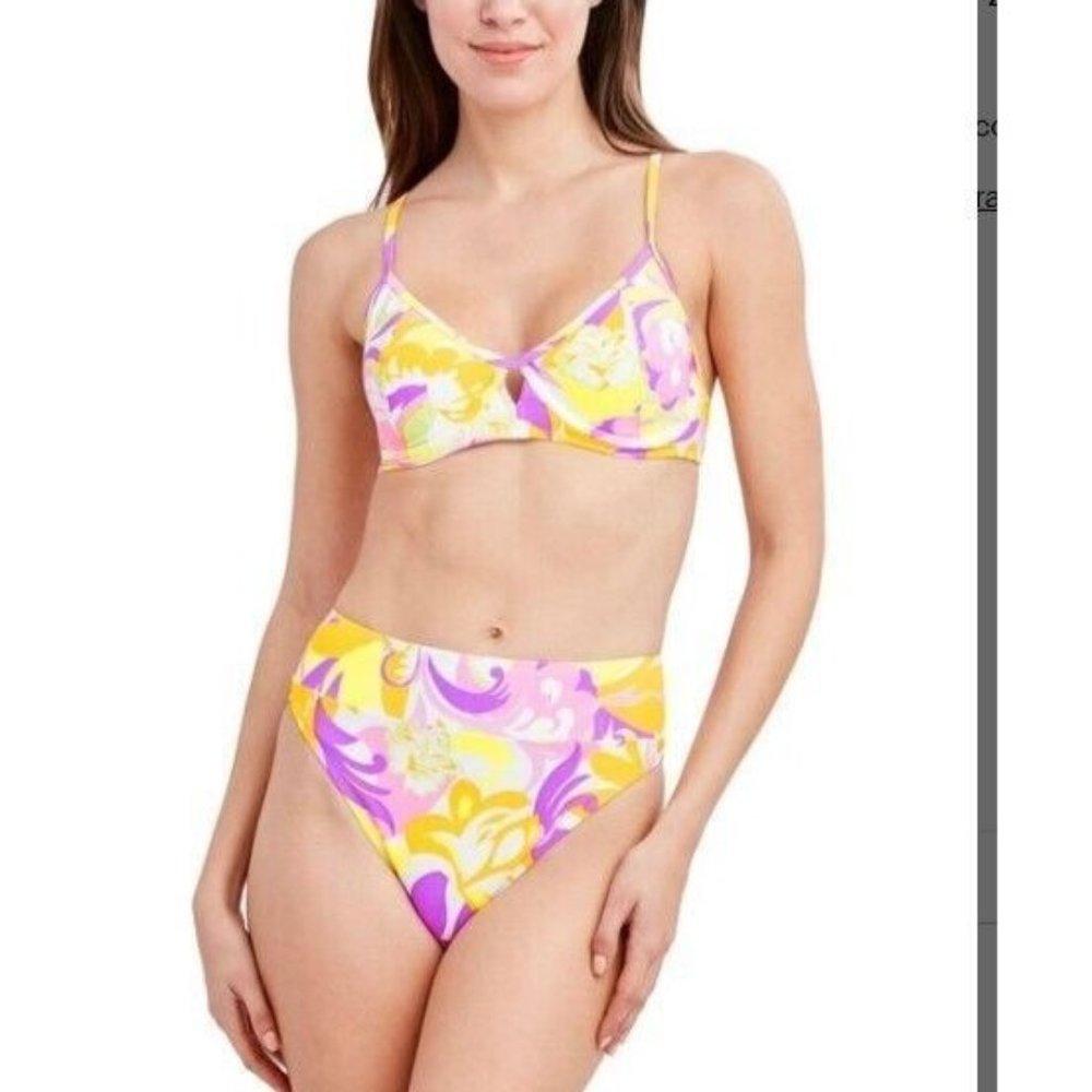 NWT BCBGeneration Give Swirl Underwire Hi Waist Bikini 2 Piece Womens Small Pink